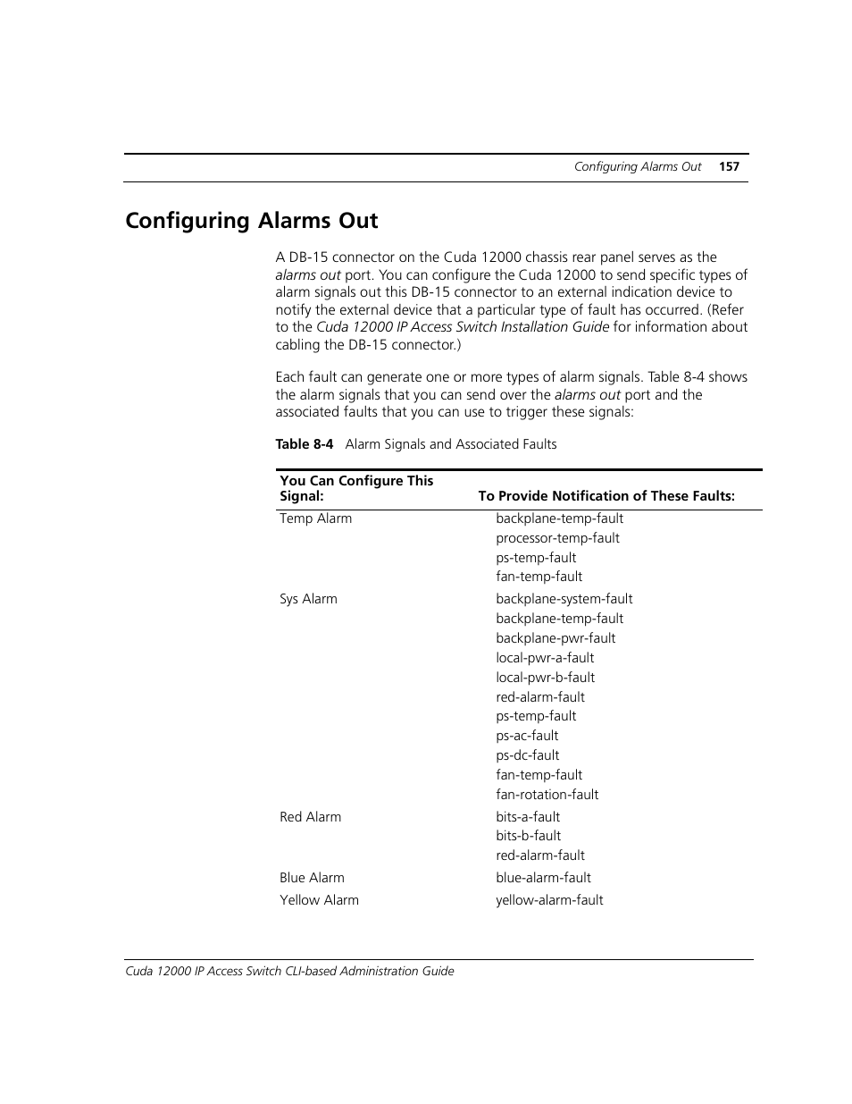 Configuring alarms out | ADC CUDA 3 User Manual | Page 159 / 620