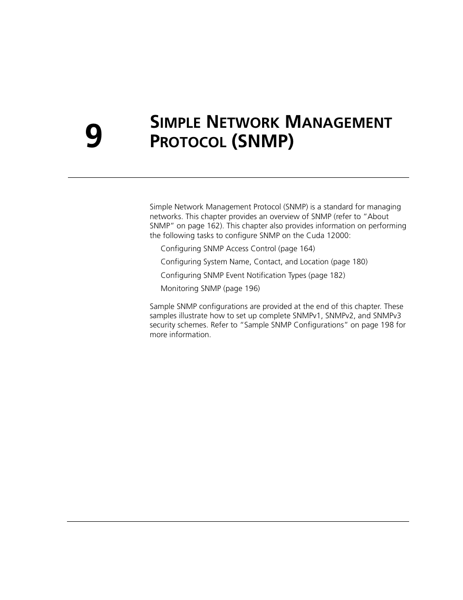 Simple network management protocol (snmp), Imple, Etwork | Anagement, Rotocol, Snmp), Chapter 9 | ADC CUDA 3 User Manual | Page 163 / 620