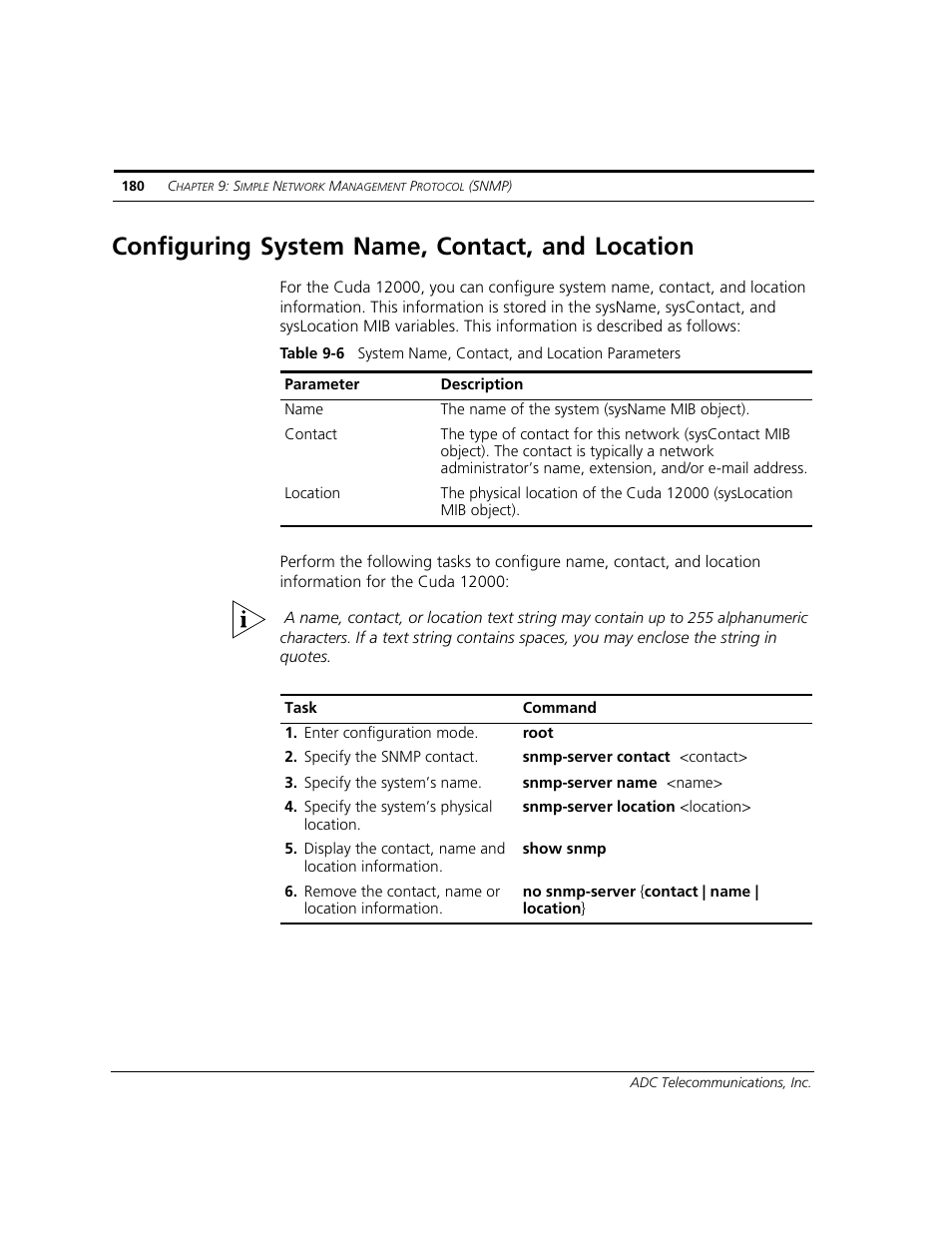 Configuring system name, contact, and location | ADC CUDA 3 User Manual | Page 182 / 620