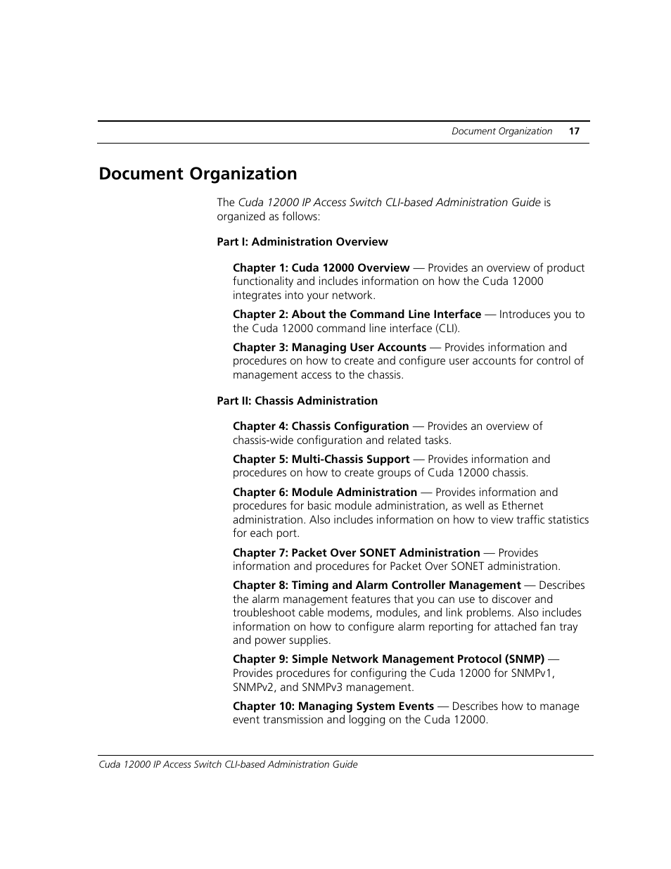 Document organization | ADC CUDA 3 User Manual | Page 19 / 620