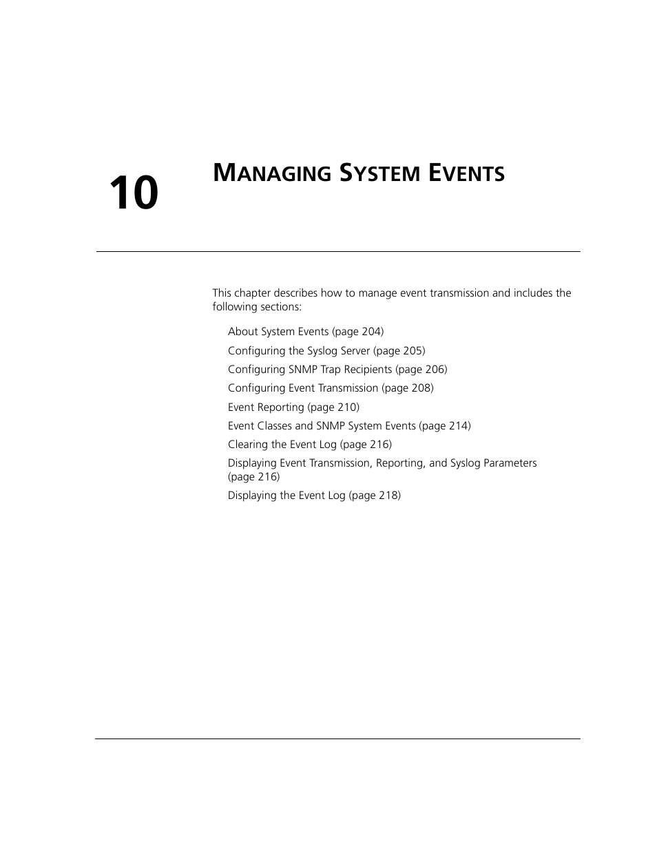Managing system events, Anaging, Ystem | Vents, Chapter 10 | ADC CUDA 3 User Manual | Page 205 / 620