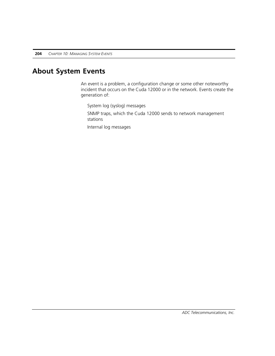 About system events | ADC CUDA 3 User Manual | Page 206 / 620