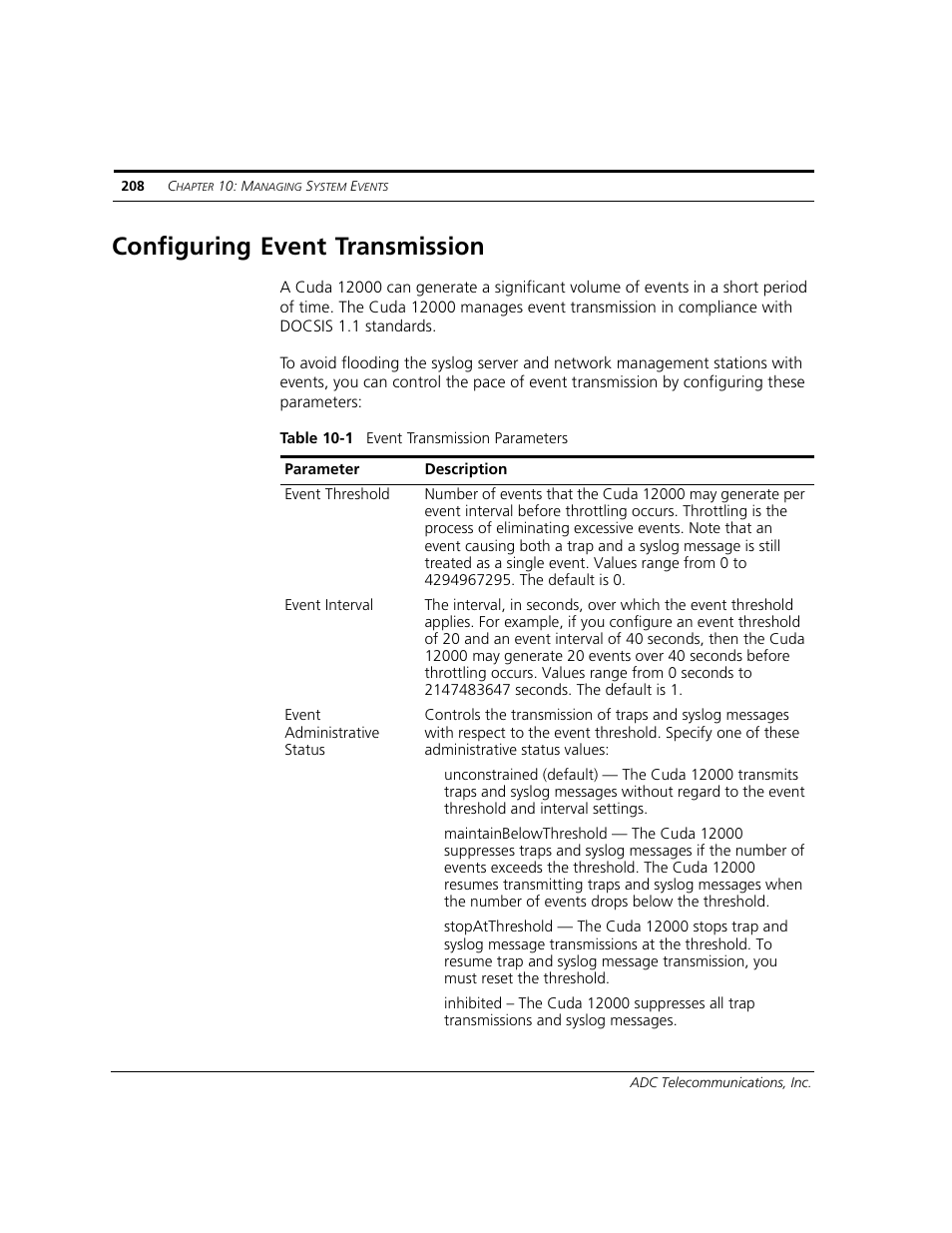 Configuring event transmission | ADC CUDA 3 User Manual | Page 210 / 620