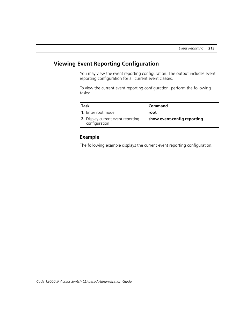 Viewing event reporting configuration | ADC CUDA 3 User Manual | Page 215 / 620
