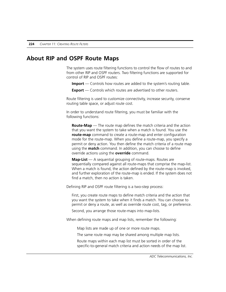 About rip and ospf route maps | ADC CUDA 3 User Manual | Page 226 / 620