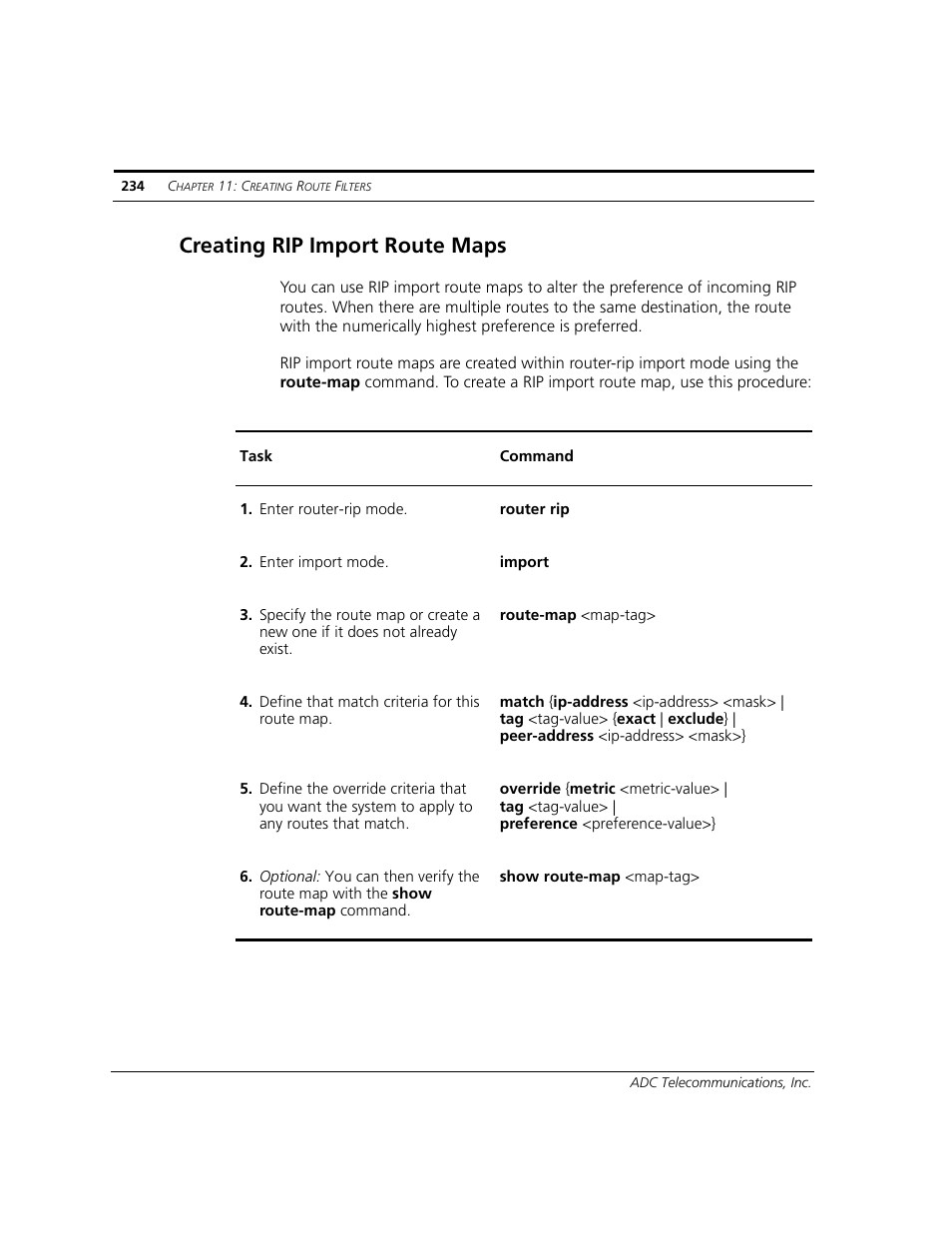 Creating rip import route maps | ADC CUDA 3 User Manual | Page 236 / 620