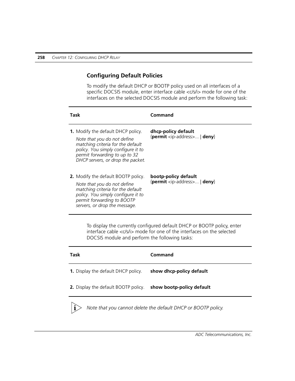 Configuring default policies | ADC CUDA 3 User Manual | Page 260 / 620