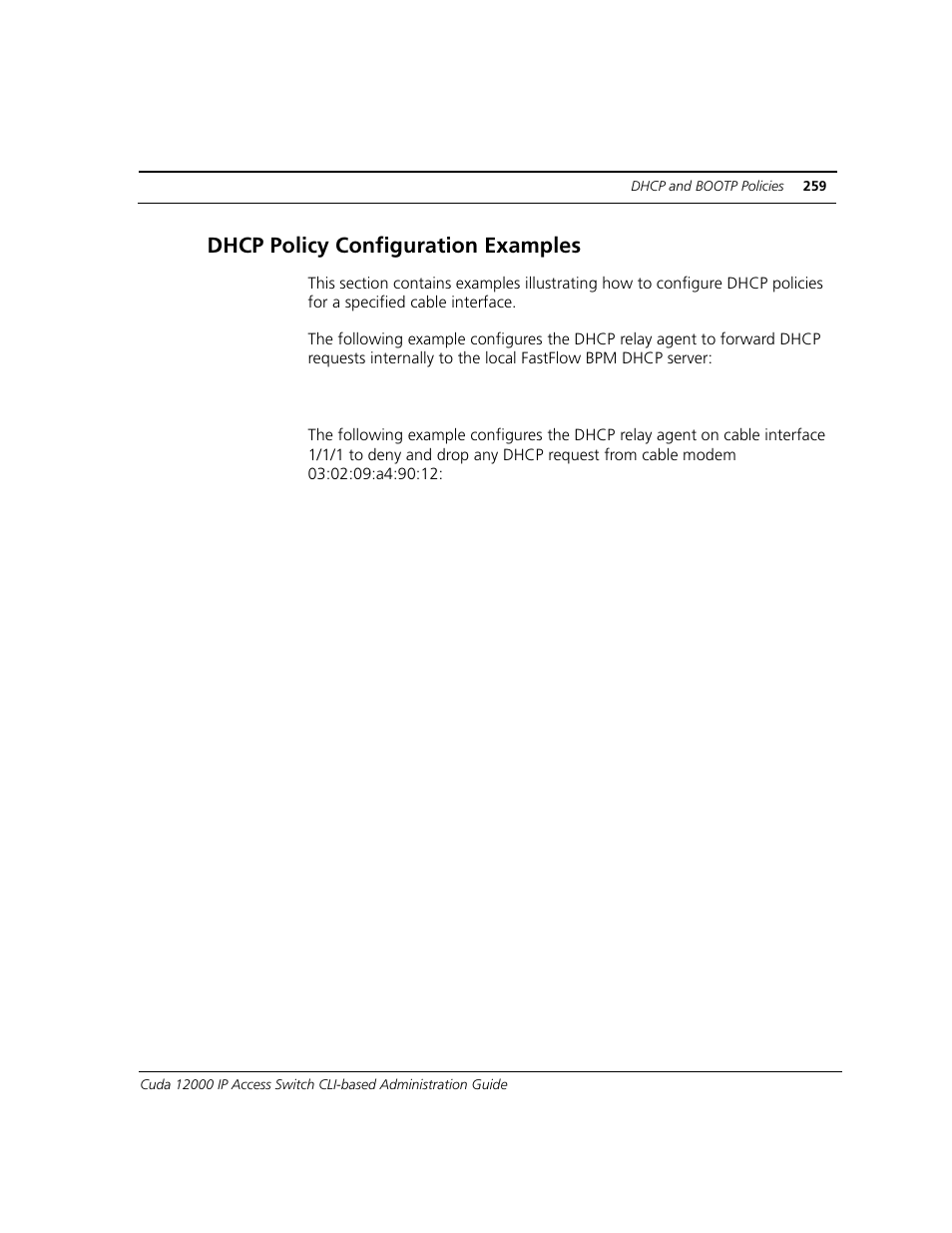 Dhcp policy configuration examples | ADC CUDA 3 User Manual | Page 261 / 620
