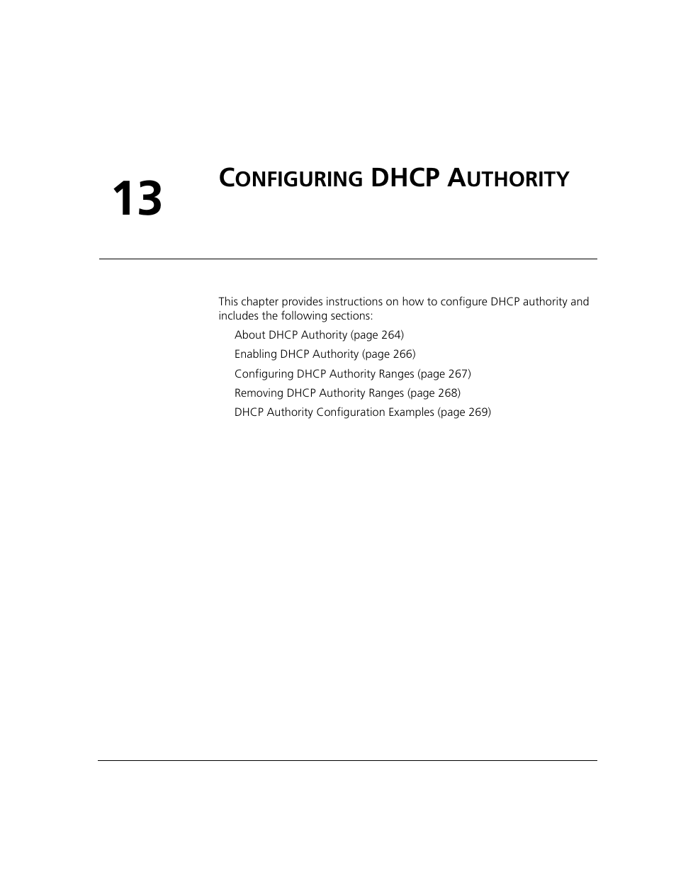 Configuring dhcp authority, Onfiguring, Dhcp a | Uthority, Chapter 13 | ADC CUDA 3 User Manual | Page 265 / 620