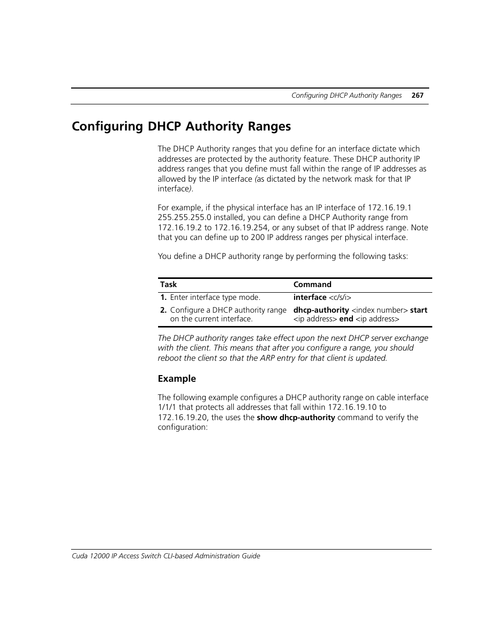 Configuring dhcp authority ranges | ADC CUDA 3 User Manual | Page 269 / 620