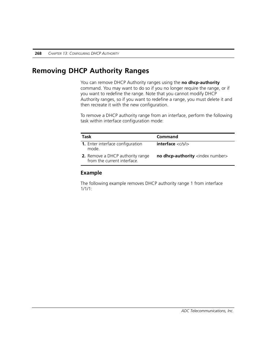 Removing dhcp authority ranges | ADC CUDA 3 User Manual | Page 270 / 620