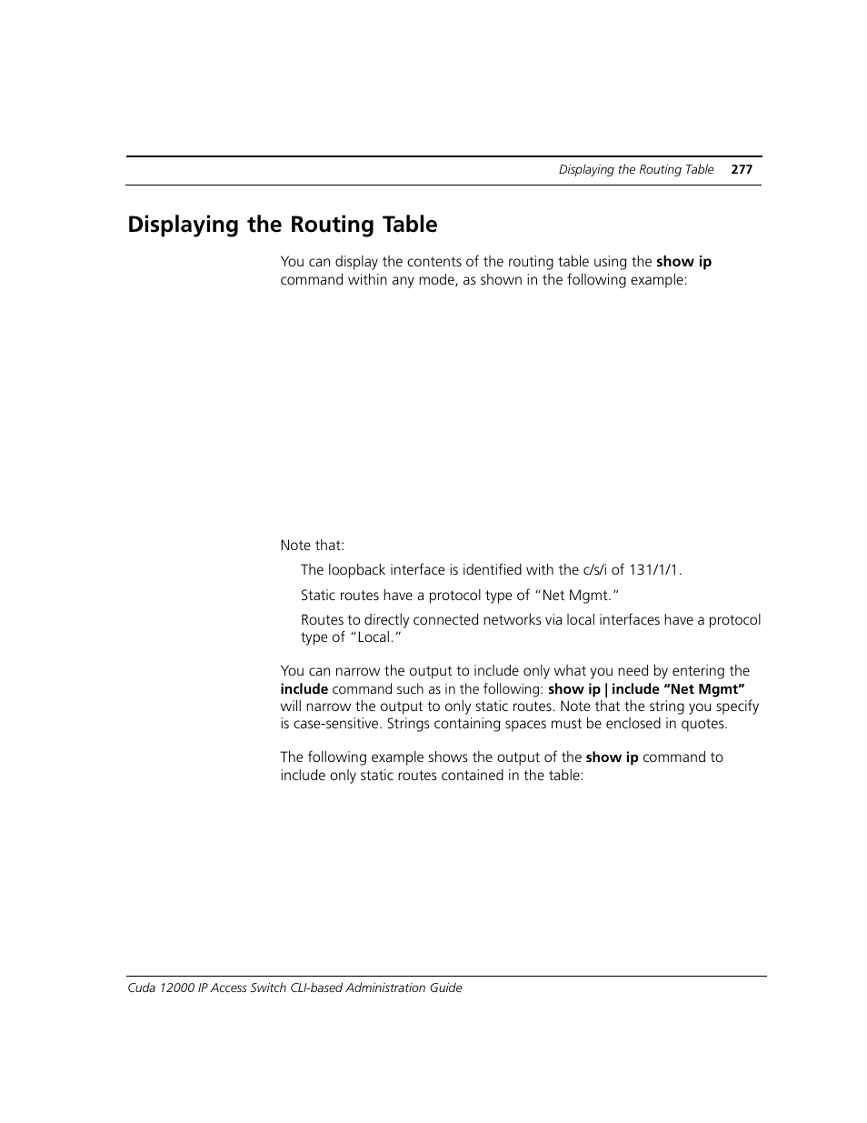 Displaying the routing table | ADC CUDA 3 User Manual | Page 279 / 620