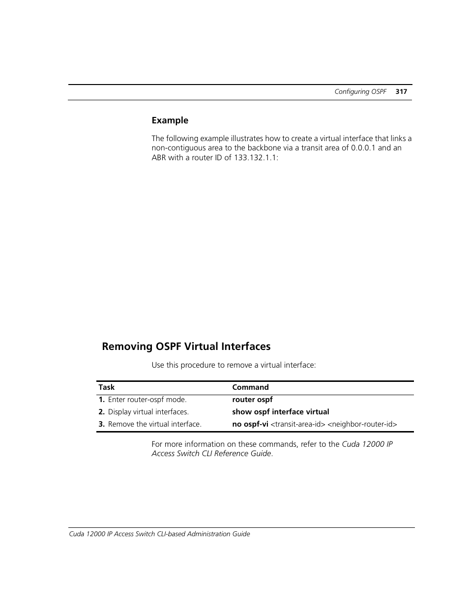 Removing ospf virtual interfaces | ADC CUDA 3 User Manual | Page 319 / 620