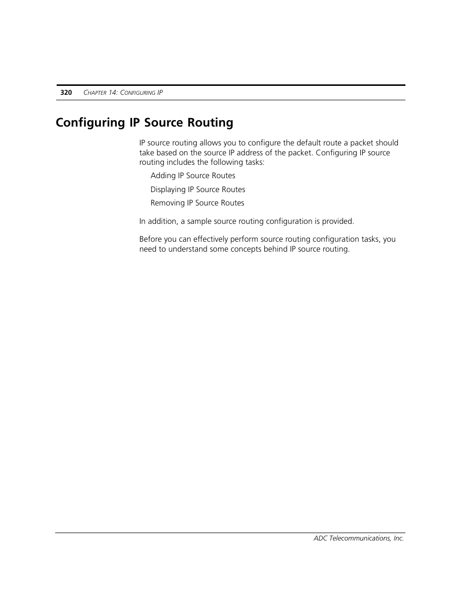 Configuring ip source routing | ADC CUDA 3 User Manual | Page 322 / 620