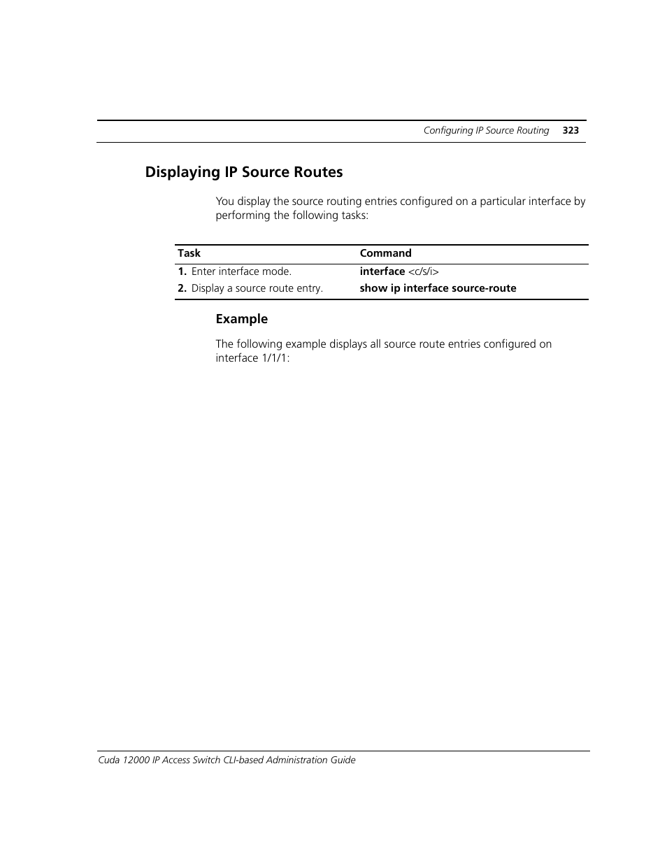 Displaying ip source routes | ADC CUDA 3 User Manual | Page 325 / 620