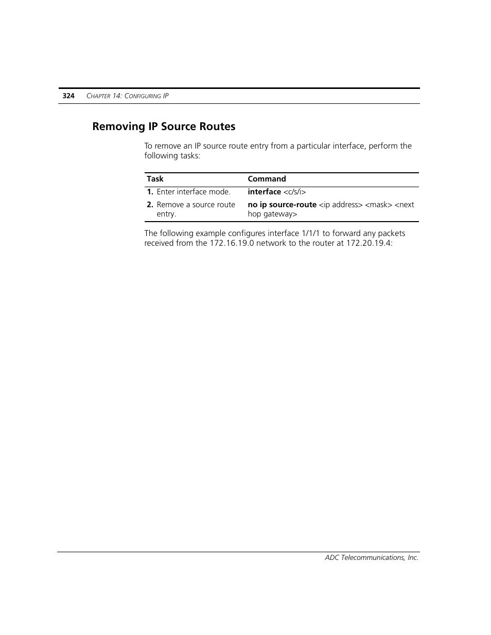 Removing ip source routes | ADC CUDA 3 User Manual | Page 326 / 620