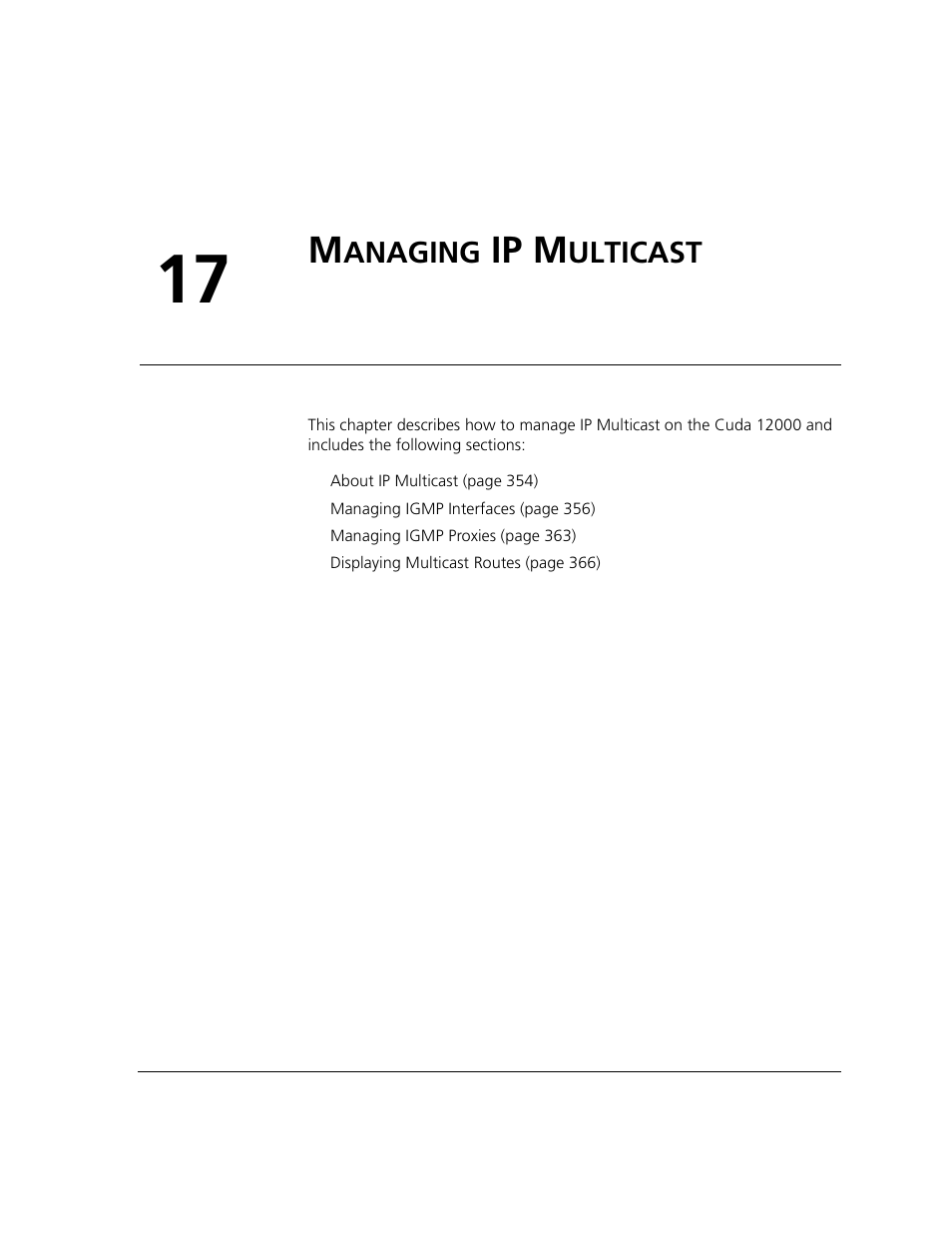 Managing ip multicast, Anaging, Ip m | Ulticast, Chapter 17 | ADC CUDA 3 User Manual | Page 355 / 620