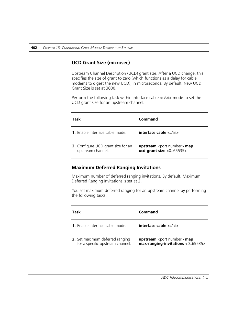 Ucd grant size (microsec), Maximum deferred ranging invitations | ADC CUDA 3 User Manual | Page 404 / 620