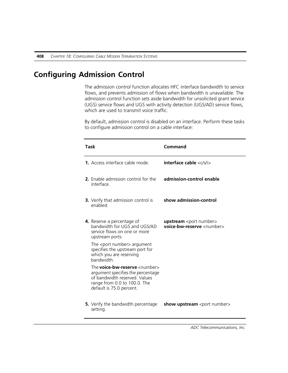 Configuring admission control | ADC CUDA 3 User Manual | Page 410 / 620