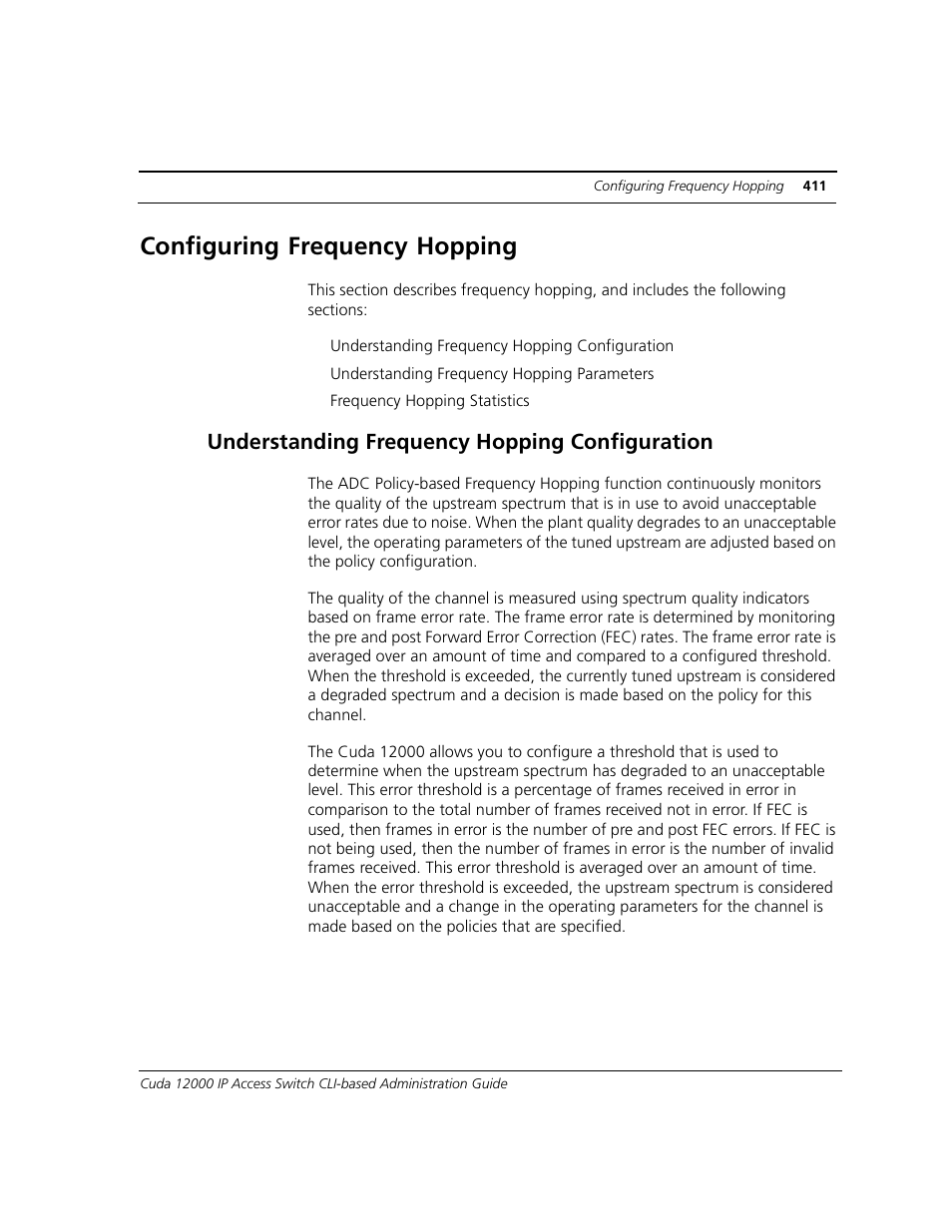 Configuring frequency hopping, Understanding frequency hopping configuration | ADC CUDA 3 User Manual | Page 413 / 620