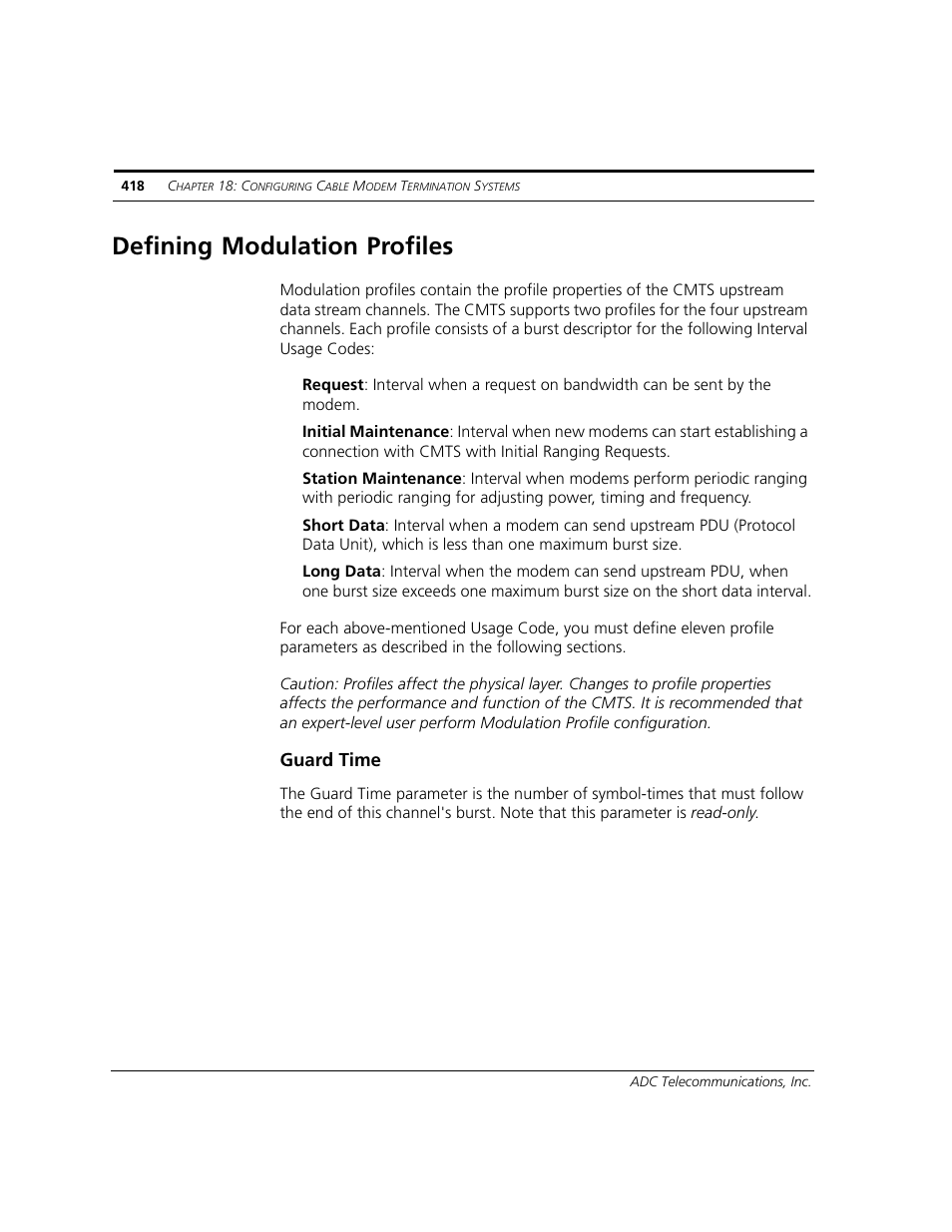 Defining modulation profiles, Guard time | ADC CUDA 3 User Manual | Page 420 / 620