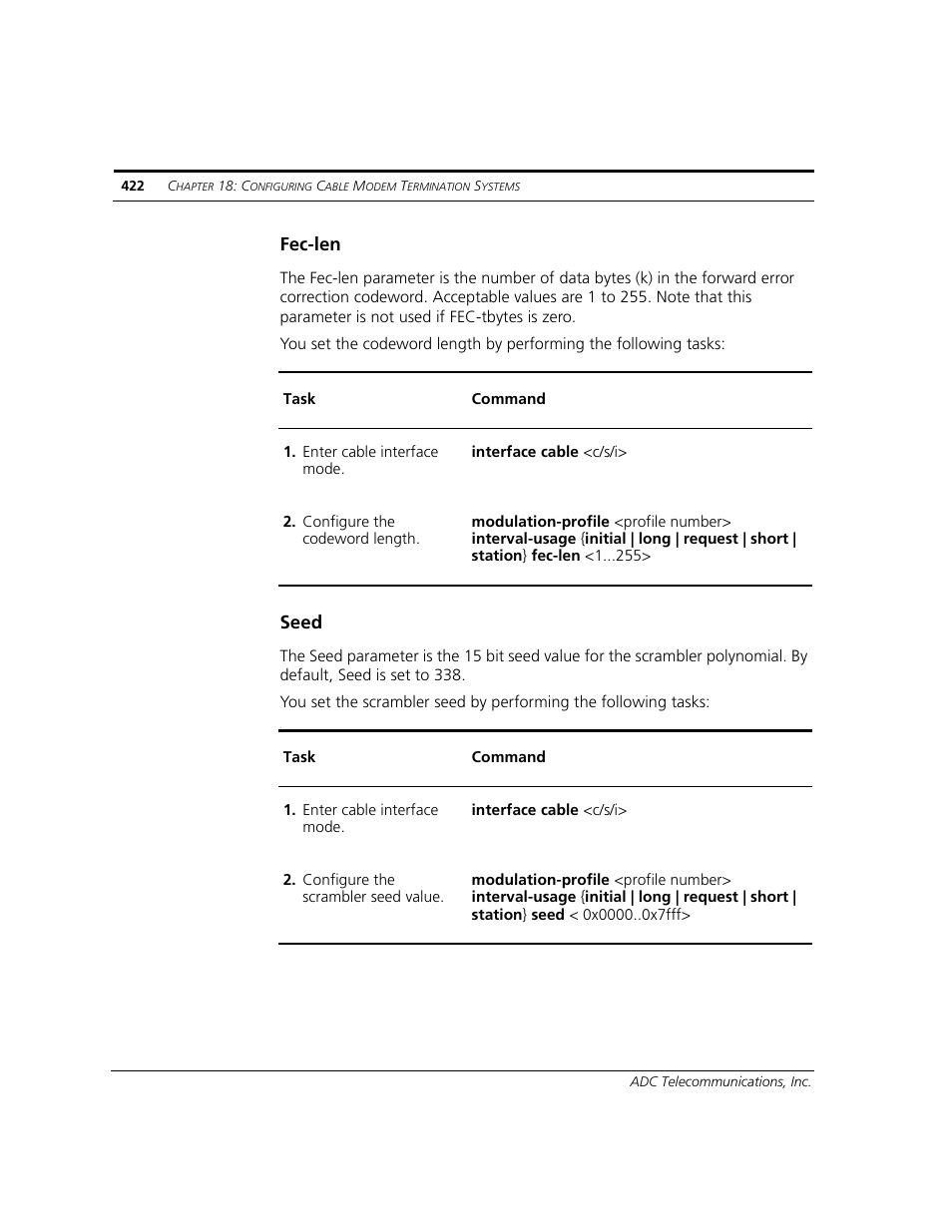 Fec-len, Seed | ADC CUDA 3 User Manual | Page 424 / 620