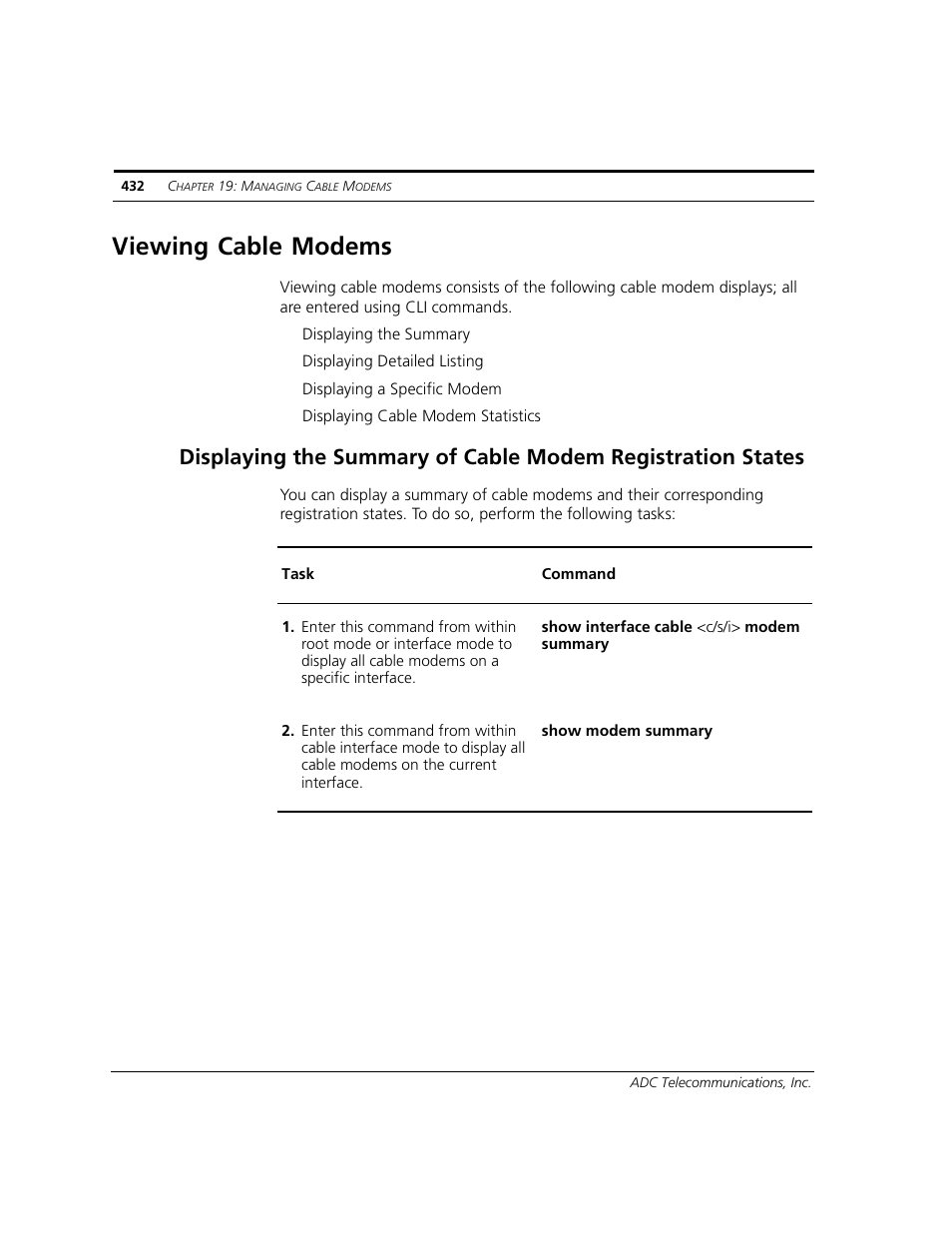 Viewing cable modems | ADC CUDA 3 User Manual | Page 434 / 620