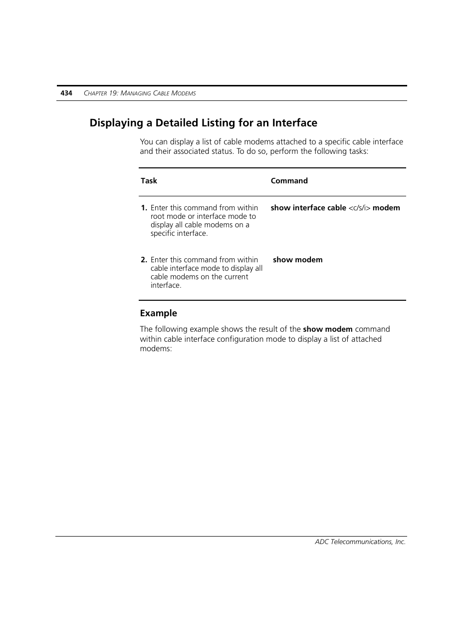 Displaying a detailed listing for an interface, Example | ADC CUDA 3 User Manual | Page 436 / 620