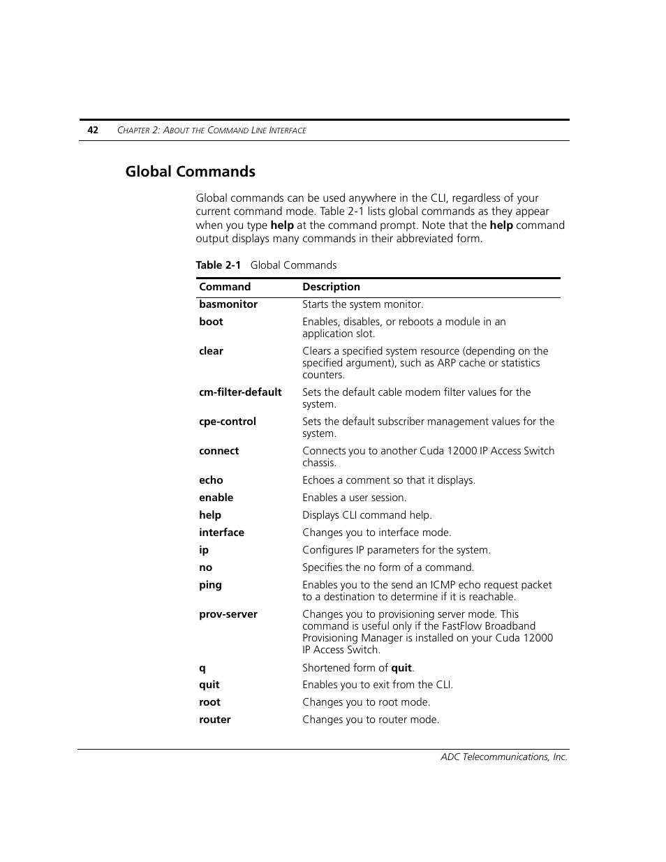 Global commands | ADC CUDA 3 User Manual | Page 44 / 620