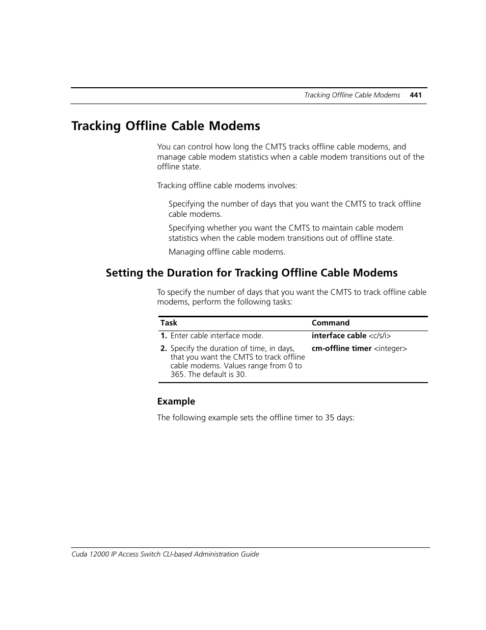 Tracking offline cable modems | ADC CUDA 3 User Manual | Page 443 / 620