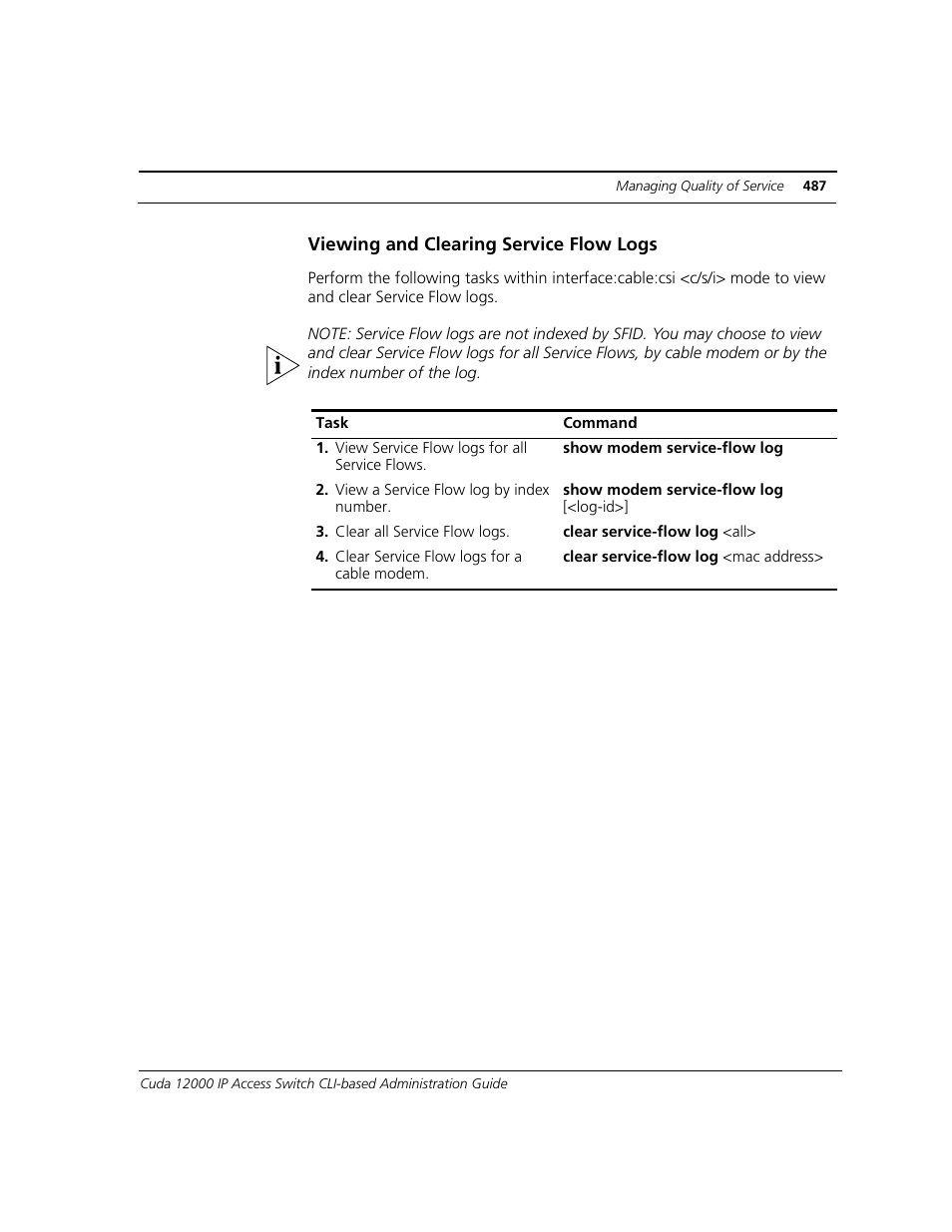 Viewing and clearing service flow logs | ADC CUDA 3 User Manual | Page 489 / 620