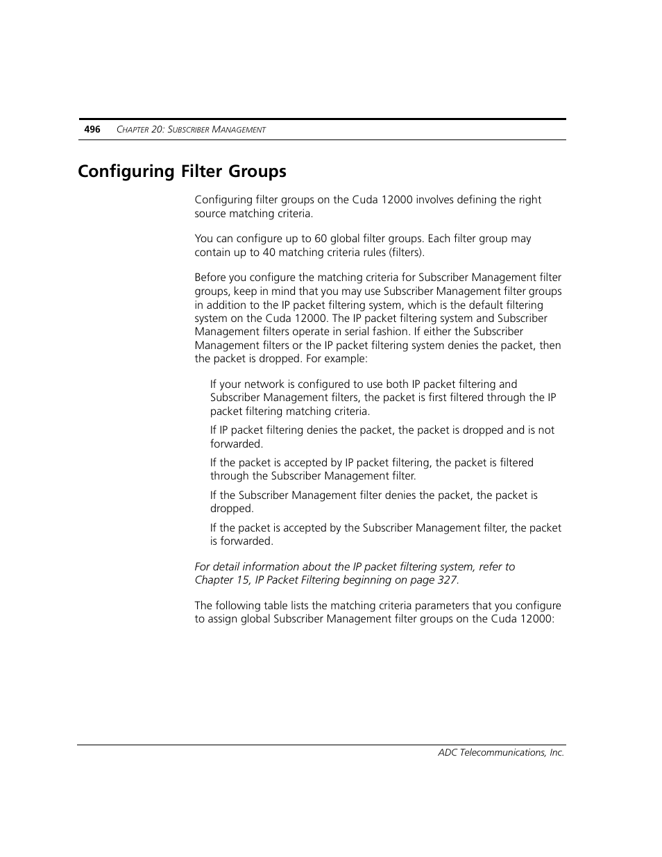 Configuring filter groups | ADC CUDA 3 User Manual | Page 498 / 620