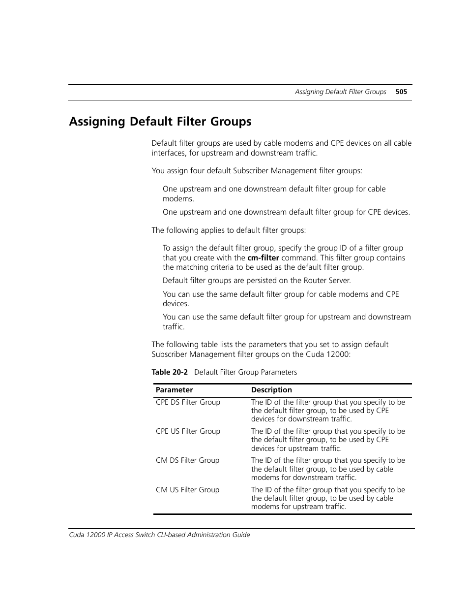Assigning default filter groups | ADC CUDA 3 User Manual | Page 507 / 620