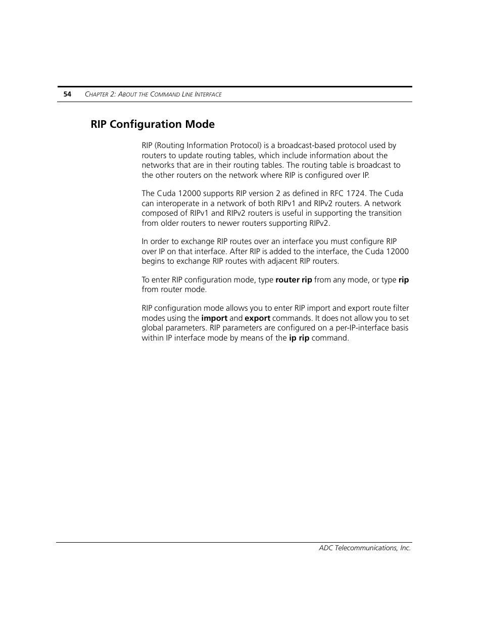 Rip configuration mode | ADC CUDA 3 User Manual | Page 56 / 620