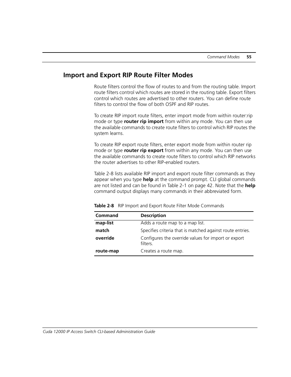 Import and export rip route filter modes | ADC CUDA 3 User Manual | Page 57 / 620