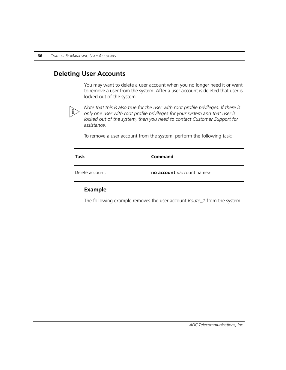 Deleting user accounts, Example | ADC CUDA 3 User Manual | Page 68 / 620