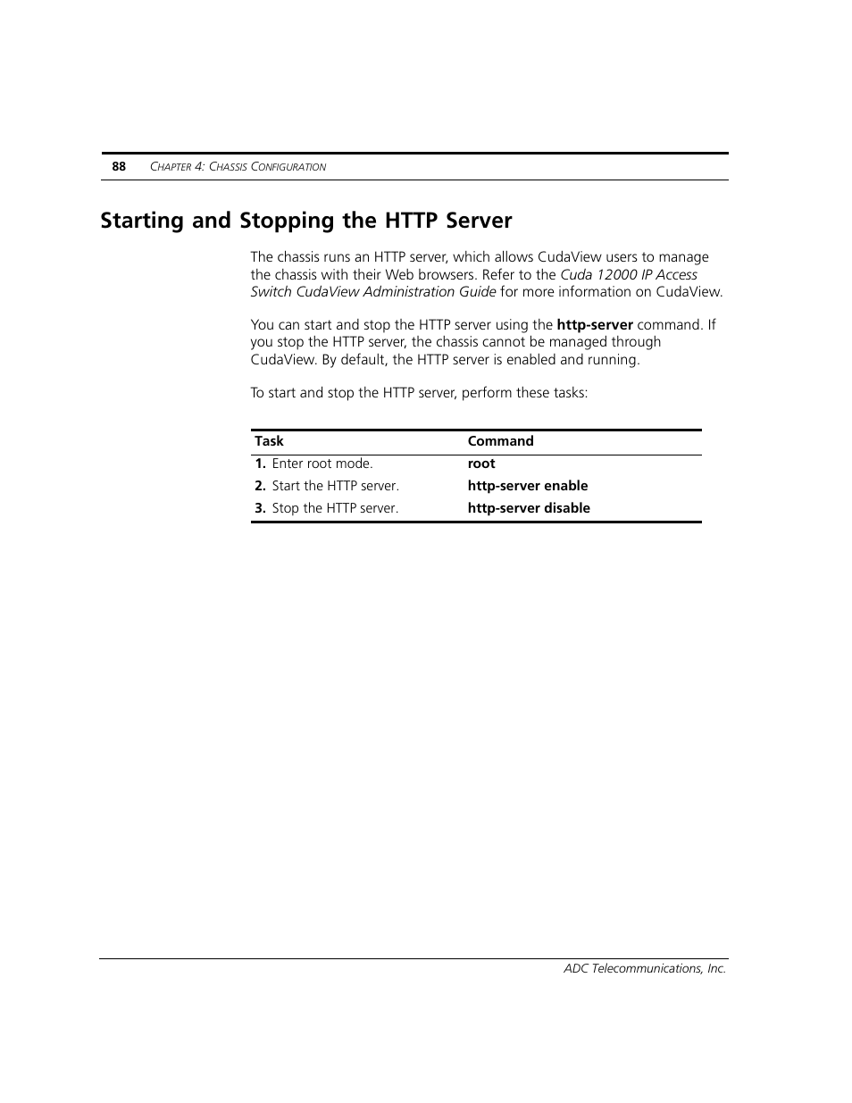 Starting and stopping the http server | ADC CUDA 3 User Manual | Page 90 / 620