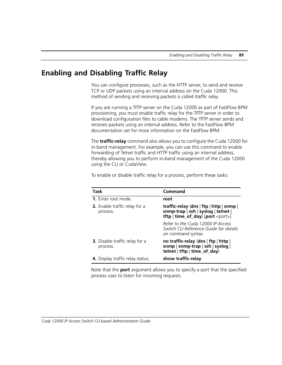 Enabling and disabling traffic relay | ADC CUDA 3 User Manual | Page 91 / 620