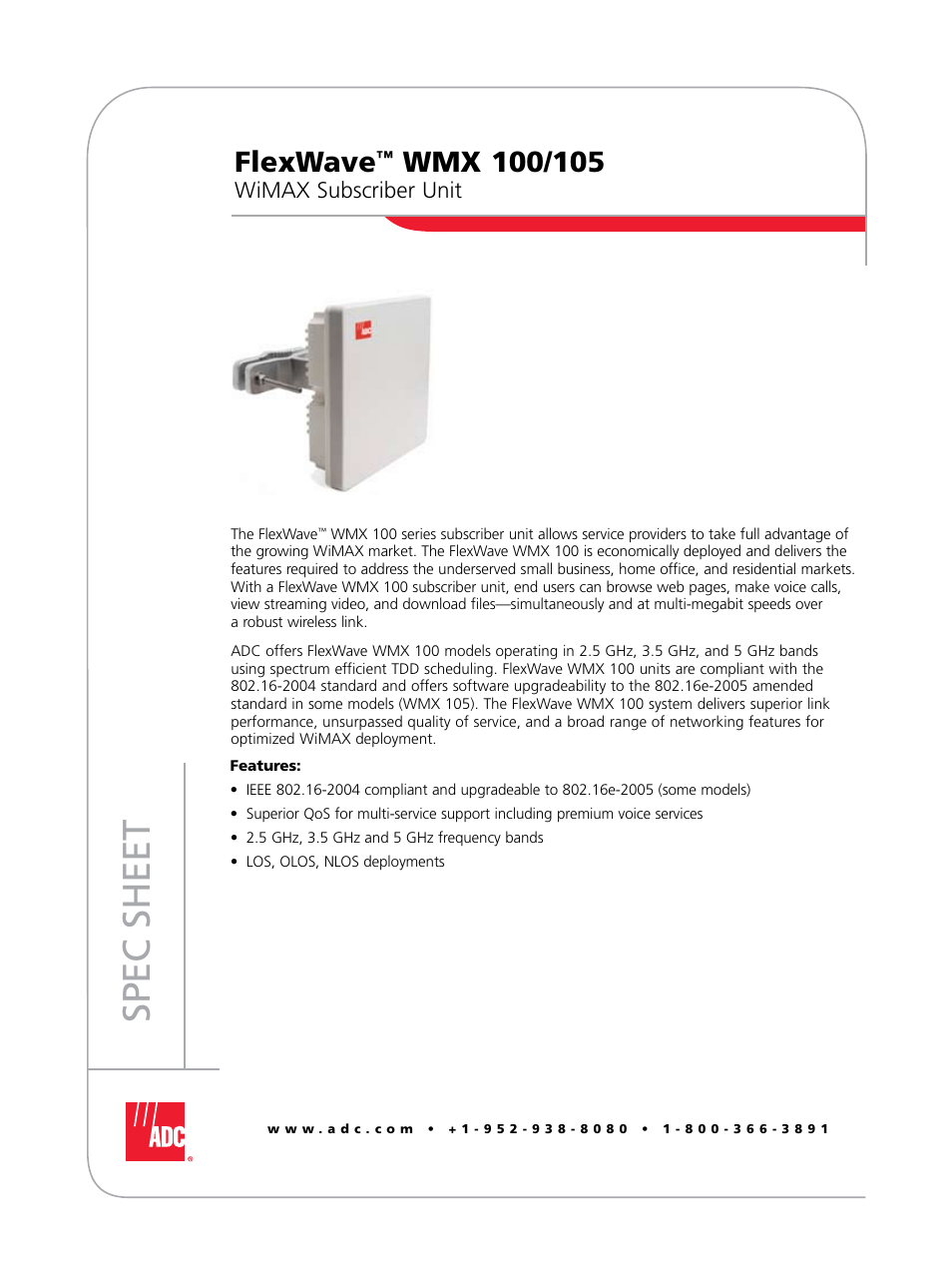 ADC FlexWave WMX 100/105 User Manual | 4 pages