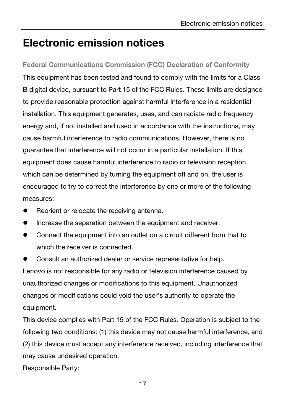 Electronic emission notices | Lenovo A7-40 Tablet User Manual | Page 18 / 23