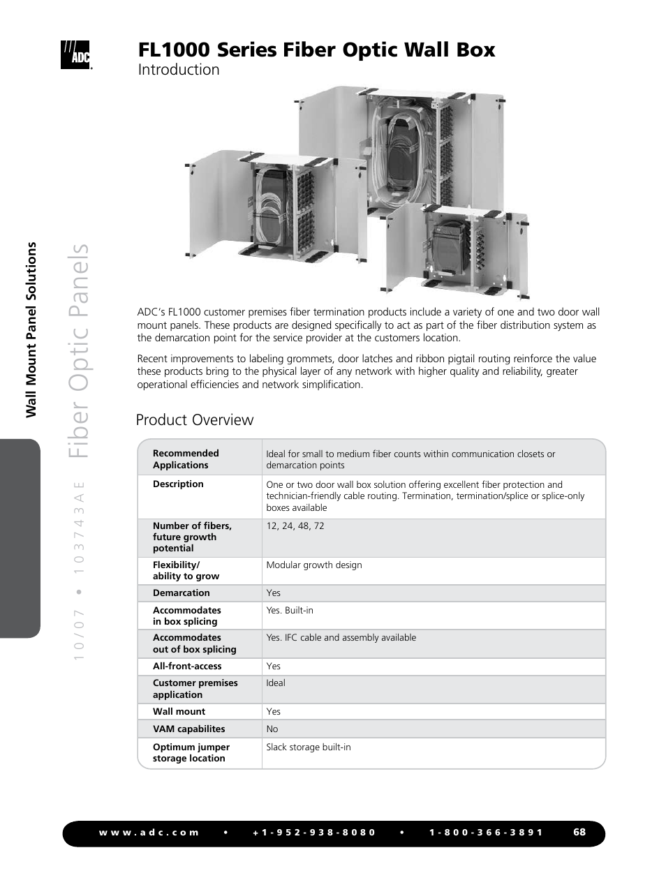 ADC Fiber Optic Wall Box FL1000 Series User Manual | 11 pages