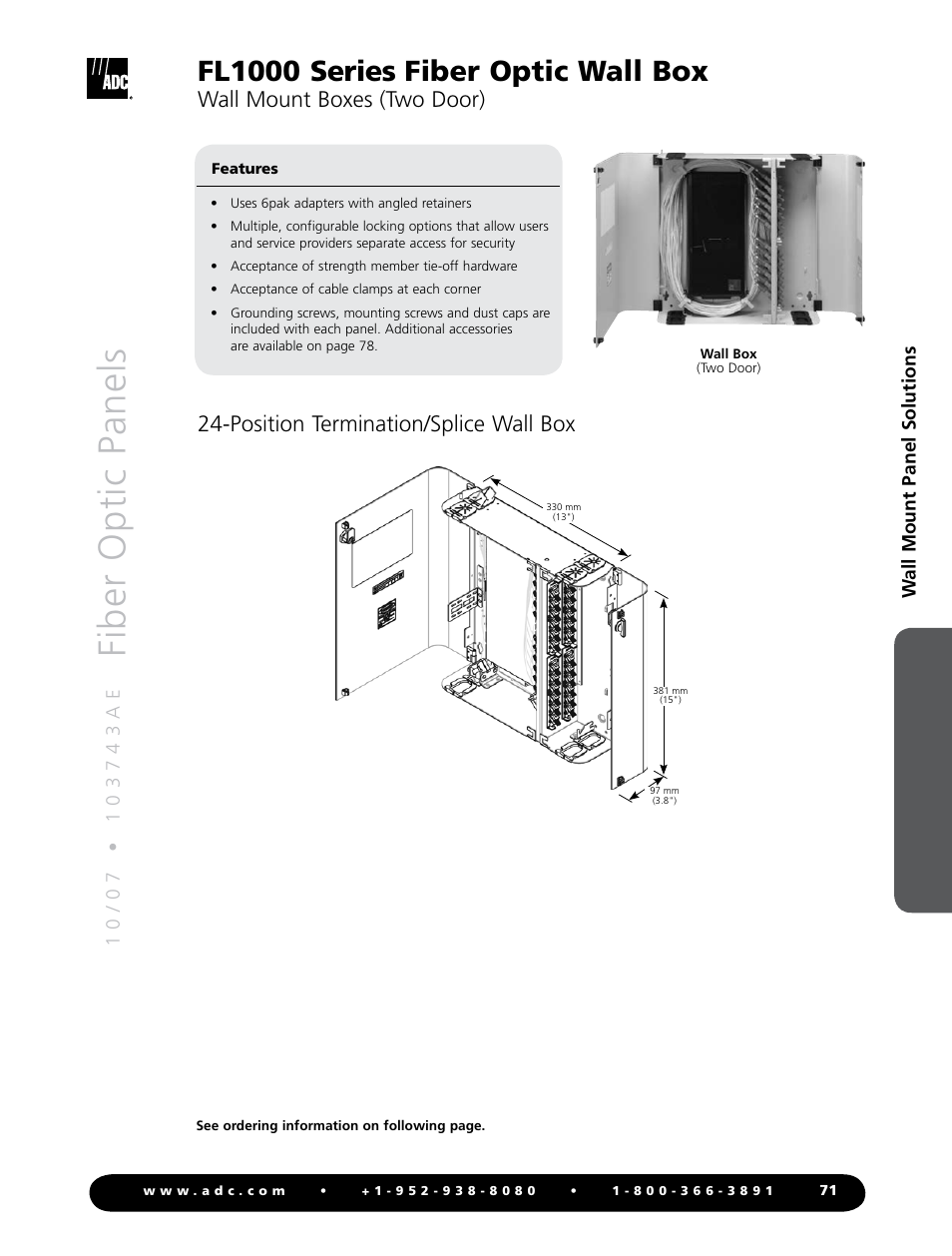 Fiber optic panels, Fl1000 series fiber optic wall box | ADC Fiber Optic Wall Box FL1000 Series User Manual | Page 4 / 11