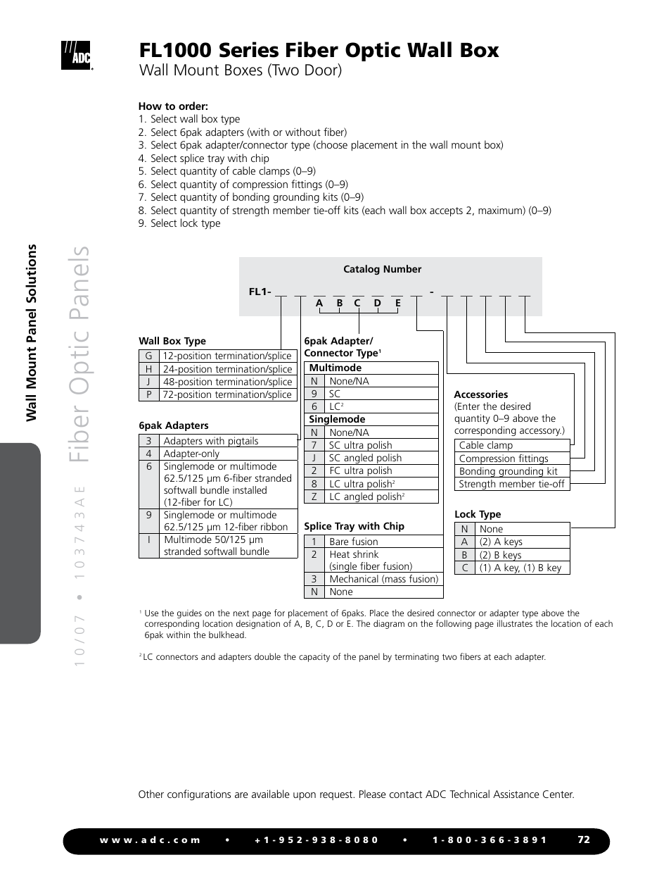 Fiber optic panels, Fl1000 series fiber optic wall box, Wall mount boxes (two door) | Wall mount panel solutions | ADC Fiber Optic Wall Box FL1000 Series User Manual | Page 5 / 11