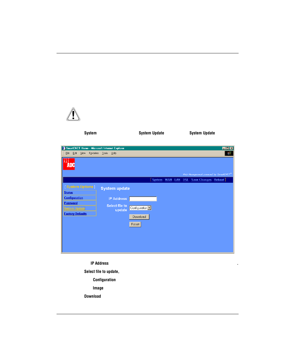 Update system software | ADC MM701F User Manual | Page 27 / 94