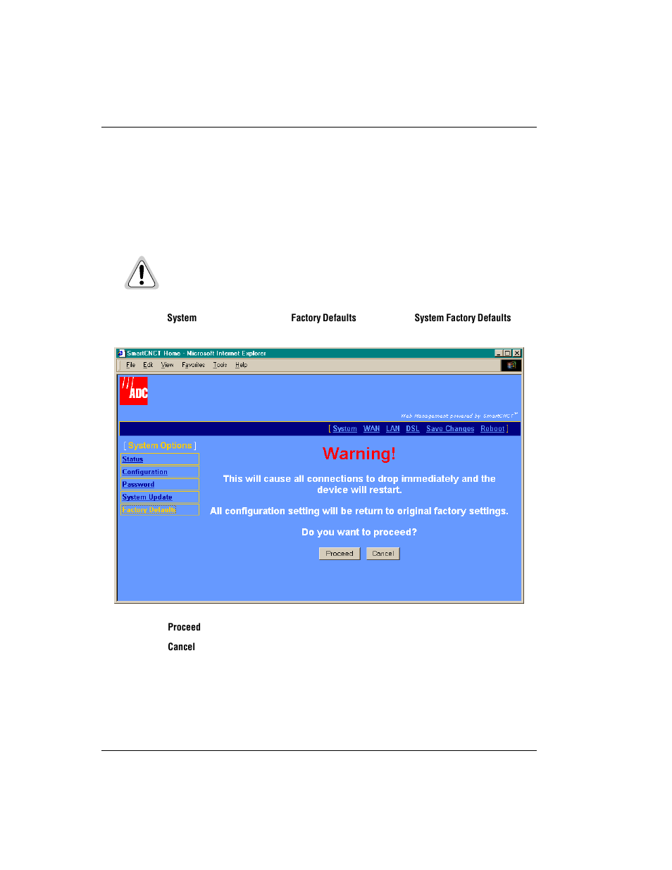 Set to factory defaults | ADC MM701F User Manual | Page 28 / 94