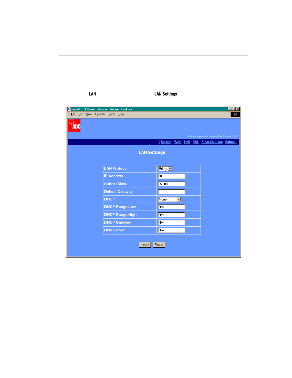 Configuring the lan, Onfiguring the | ADC MM701F User Manual | Page 33 / 94