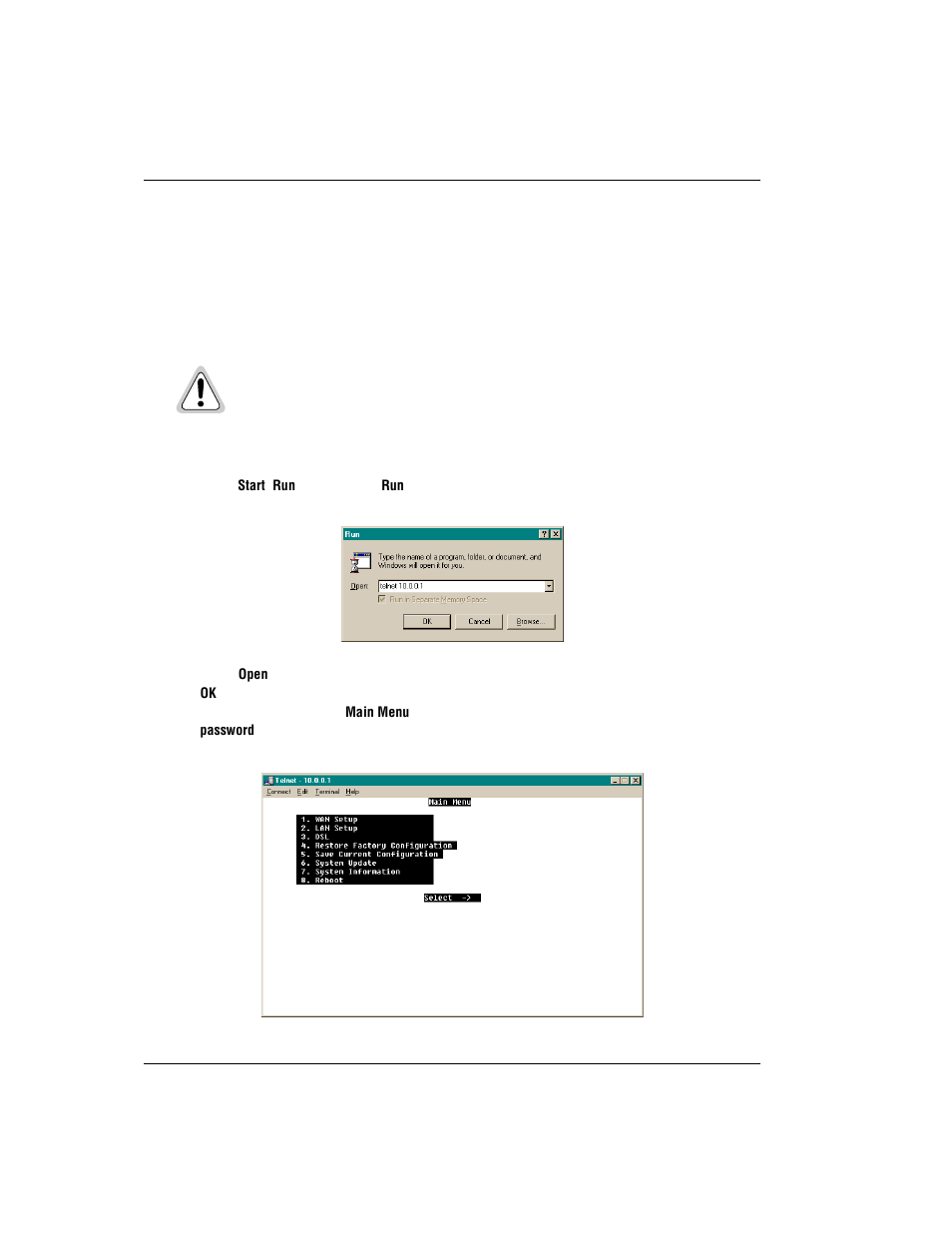 Setting up a telnet session, Etting, Elnet | Ession | ADC MM701F User Manual | Page 50 / 94