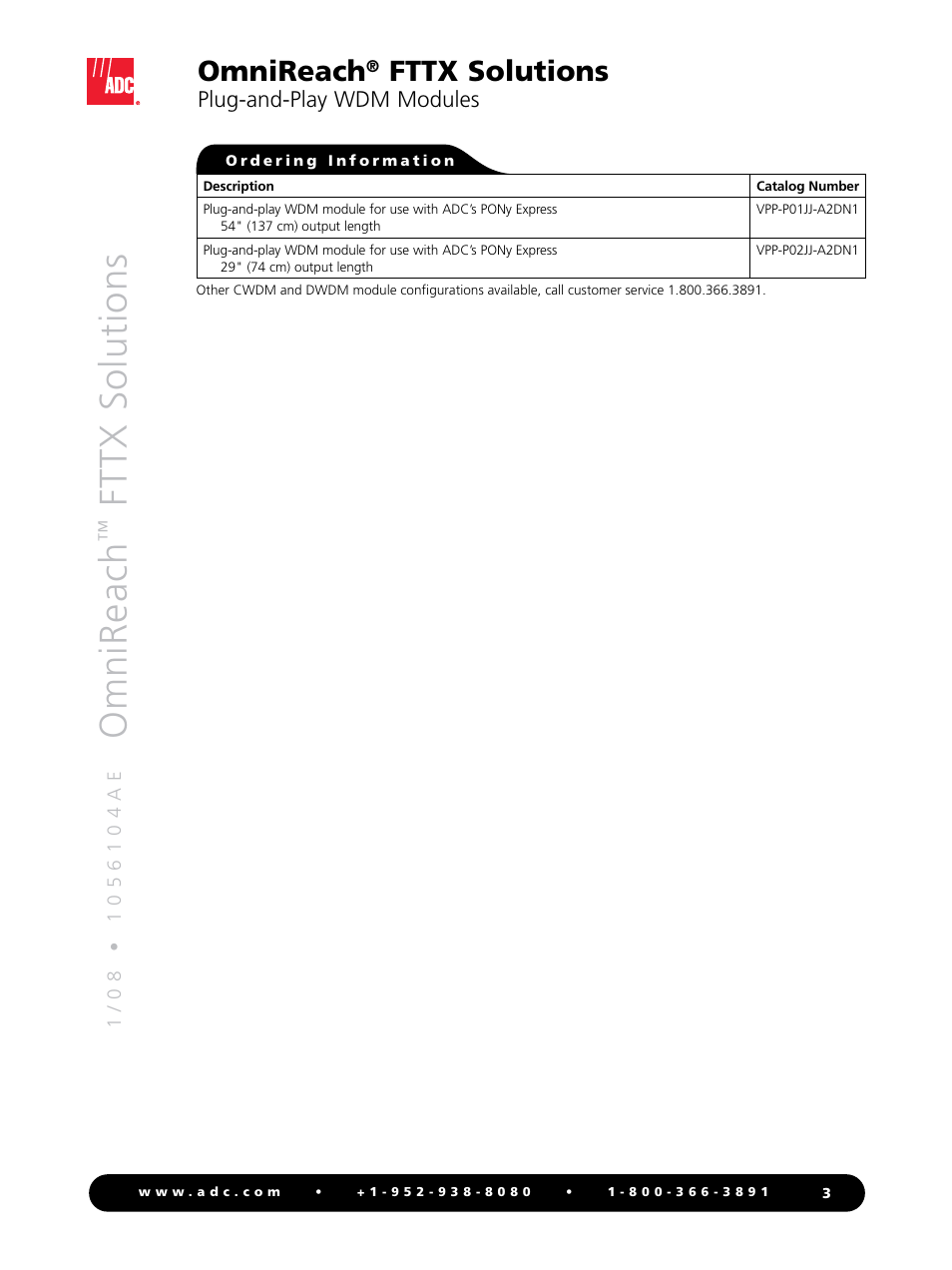 Omnireach, Fttx solutions | ADC FTTX Solutions OmniReach User Manual | Page 3 / 4