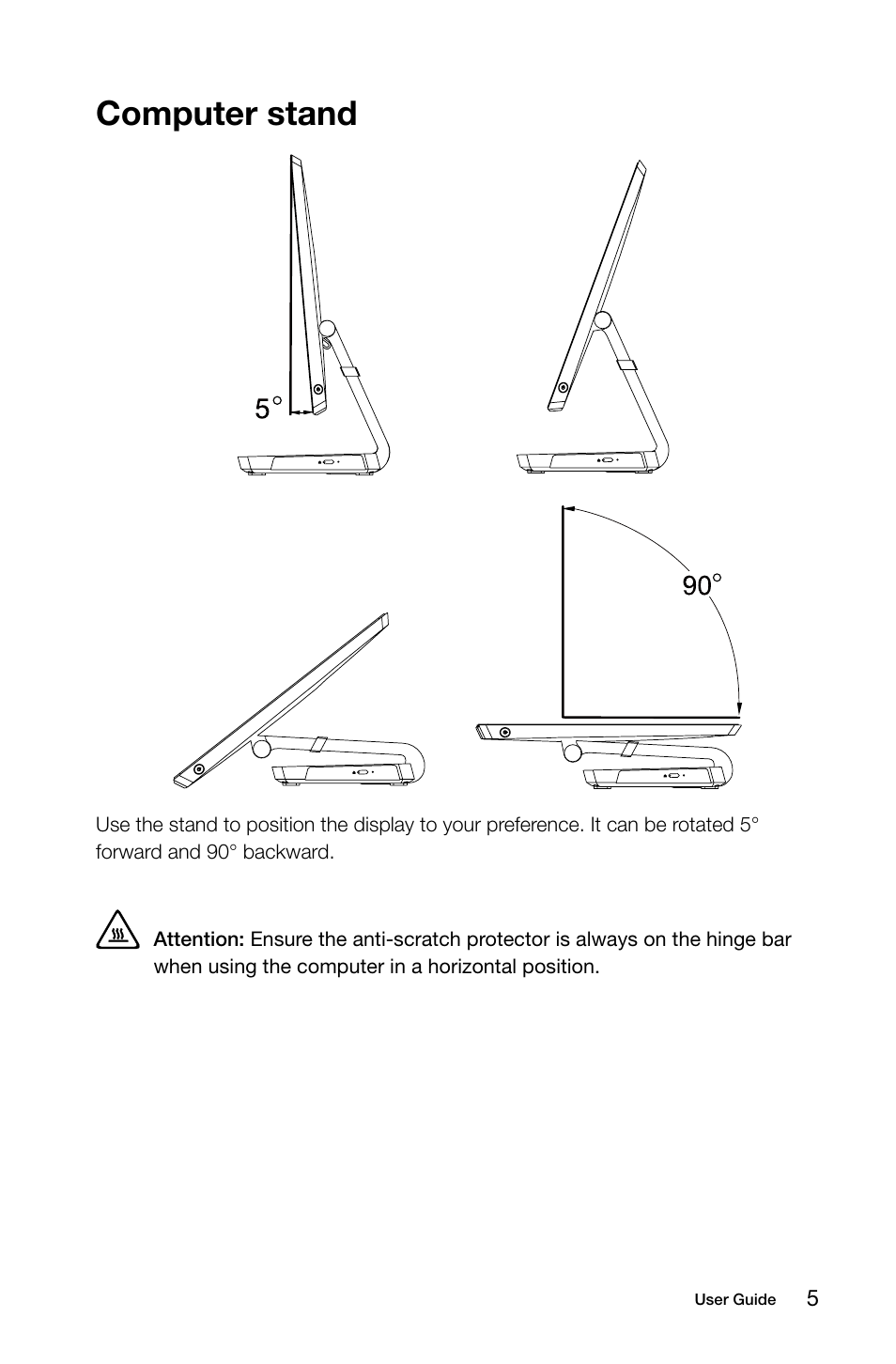 Computer stand | Lenovo IdeaCentre A530 User Manual | Page 10 / 45