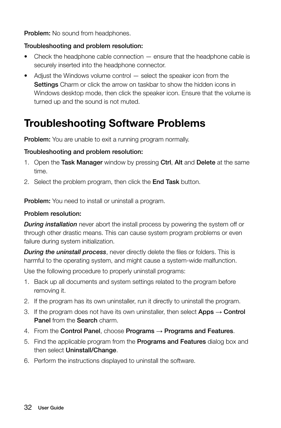 Troubleshooting software problems | Lenovo IdeaCentre A530 User Manual | Page 37 / 45